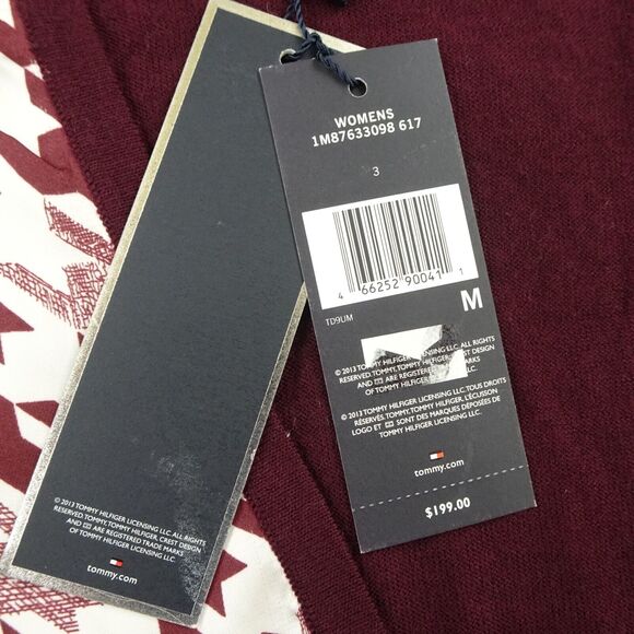 Tommy Hilfiger Sweater Womens Medium Cardigan Houndstooth Luxury Wool B - Picture 8 of 14